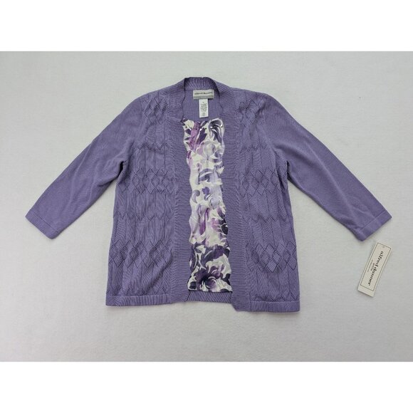 Alfred Dunner Women's Sweater Size PS Purple 2-For Cardigan Twinset NEW - Picture 1 of 11